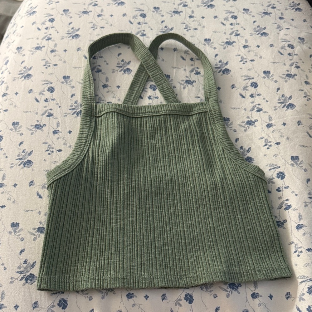 Green Ribbed Women's Top